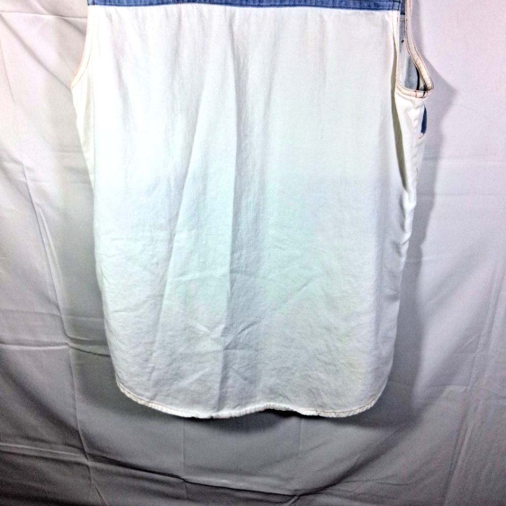 Women's Small Kikomo Vintage Western Boho Blue and White Striped Sleeveless Top - Picture 10 of 10